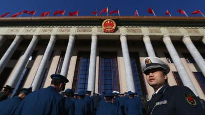 Police outside the Great Hall of the People, Beijing, China (4 March 2013)