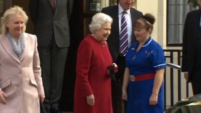 The Queen leaving hospital