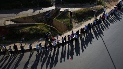 Queue in downtown Nairobi