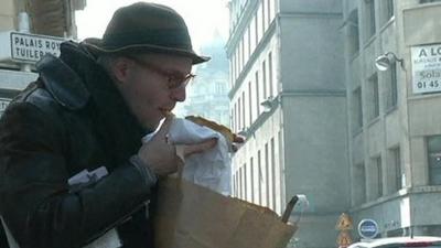 Man eating fast food