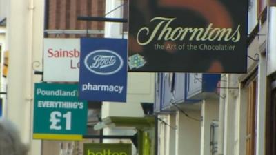 Shop signs on high street