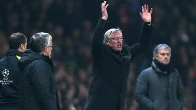 Sir Alex Ferguson reacts to Nani's red card