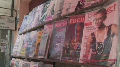 Bang magazine on a shelf in Zambia