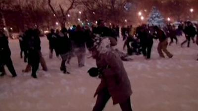 Woman hit by snowball