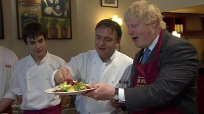 Raymond Blanc cooking with Boris Johnson