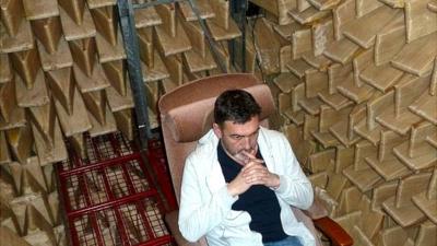 Inside an anechoic chamber