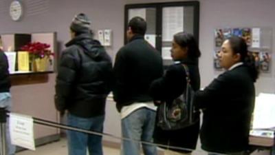 Queue at a job centre in the US