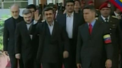 Iranian President Mahmoud Ahmadinejad arriving in Caracas