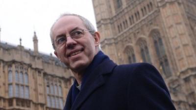 Most Reverend Justin Welby outside the Houses of Parliament