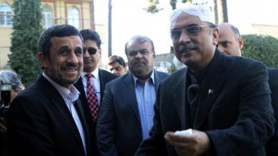 Mahmoud Ahmadinejad and Asif Ali Zardari