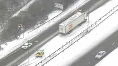 Stranded truck on motorway