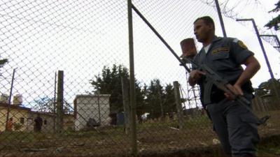 Prison guard at Pavoncito prison in Guatemala