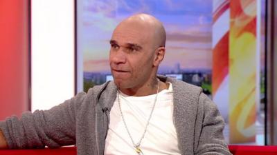 Goldie on the BBC Breakfast sofa