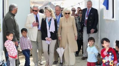 Prince Charles and Camilla Duchess of Cornwall with Syrian refugees