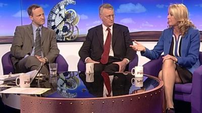 Steve Webb, Hilary Benn and Julie White