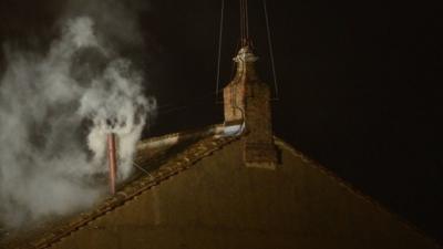 White smoke above the Sistine Chapel