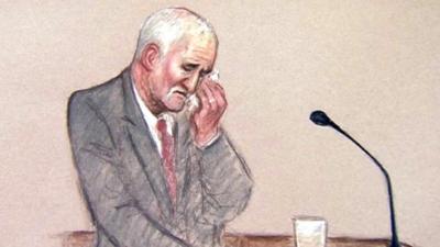 Court drawing showing Mick Philpott - Copyright Julia Quenzler