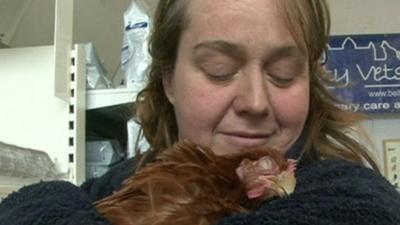 Hen and owner