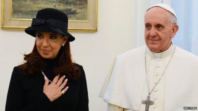Argentine President Cristina Fernandez de Kirchner and Pope Francis