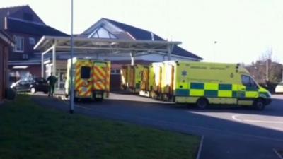 Ambulances outside a hospital