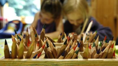 Children drawing at a nursery school