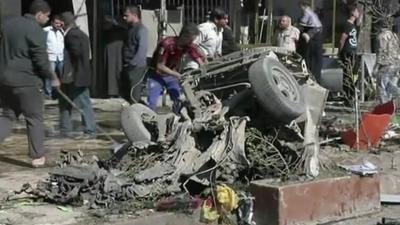 Debris of car used in explosion in Baghdad