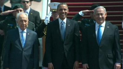 Shimon Peres, Barack Obama, Benjamin Netanyahu