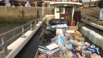 Boat with provisions