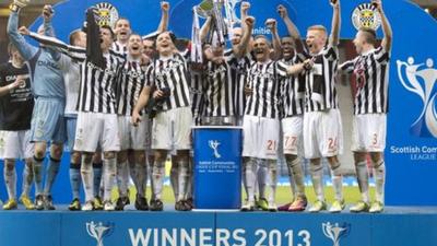 St Mirren celebrate winning the Scottish Communities League Cup