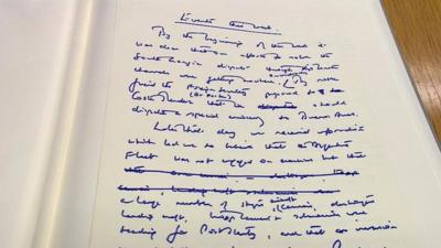 Detail from Margaret Thatcher's newly-published papers