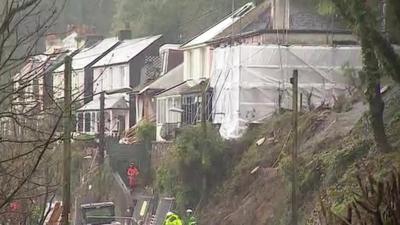 The landslip and damage to Veronica Flats in Looe