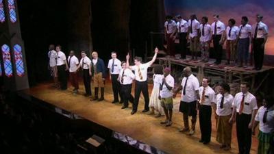 The curtain call at Book of Mormon