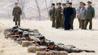 KCNA image shows North Korean leader Kim Jong-un visiting a military unit on 23 March 2013