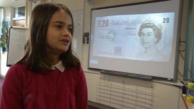 Dunkirk Primary pupil Kayleigh in one of the finance lessons