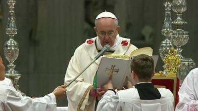 Pope Francis celebrates Mass in St Peter's Basilica