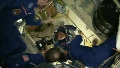 Soyuz crew enters the International Space Station