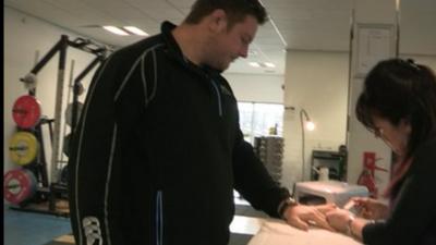 Glasgow Warriors prop Jon Welsh recieves nail treatment