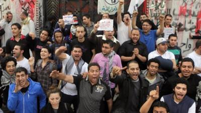 Supporters of Bassem Youssef in Cairo