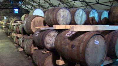 Barrels of whisky