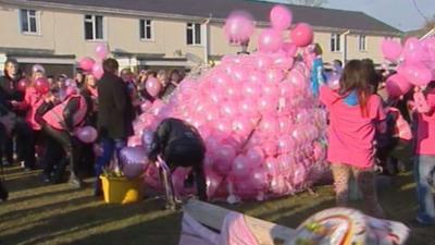 The balloon release in Machynlleth