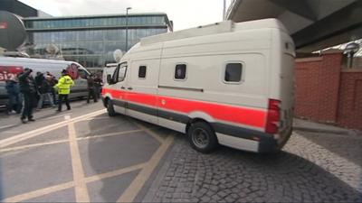 The prison van leaves court