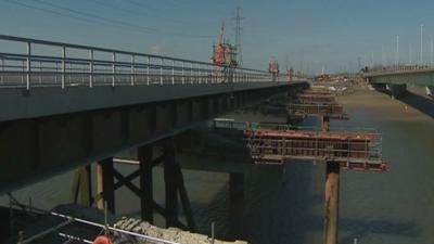 Work on the Loughor railway viaduct