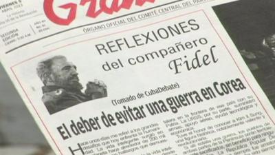 Newspaper with Fidel Castro's editorial