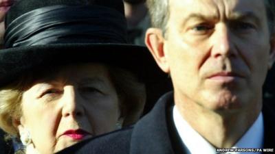 Margaret Thatcher and Tony Blair