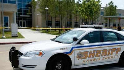 Sheriff car outside Texas college campus