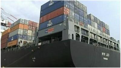 Shipping containers on their way to North Korea