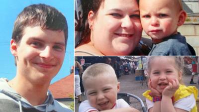 Clockwise from left: Liam Timbrell; Lee-Anna Shiers and son Charlie; niece Skye and nephew Bailey