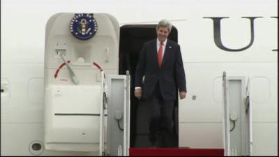 John Kerry arriving in South Korea