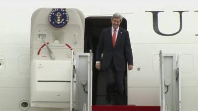 John Kerry arriving in South Korea