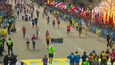 Moment of explosion at Boston marathon